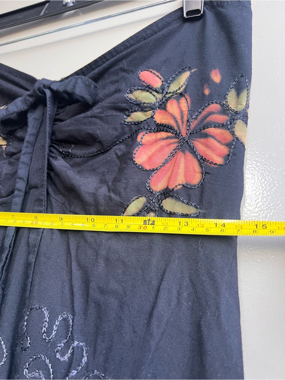 Vintage Y2K Strapless Floral Hanky Hem Maxi Dress OS Boho Cottagecore Embroidery - Picture 8 of 10